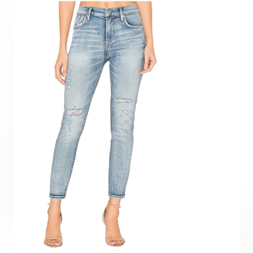 AGOLDE SOPHIE DISTRESSED HIGH RISE CROPPED JEANS 24